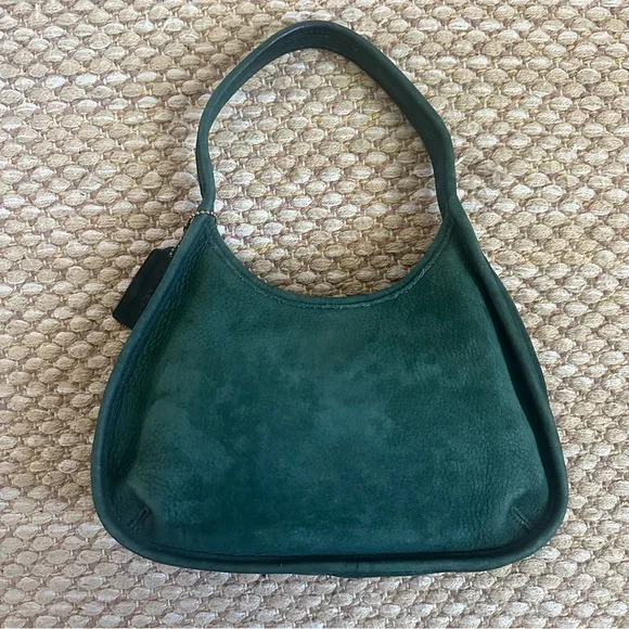 Vintage Coach Ergo Nubuck Suede Spruce Green Handbag Made in USA 4399 Hobo Purse - Picture 2 of 8
